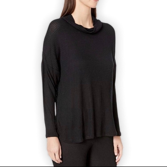 EBERJEY Ula Cowl Neck Waffle Knit Long Sleeve Top Modal - Picture 1 of 4